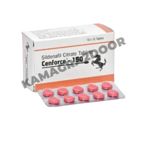 Cenforce 150mg tablets in blister pack with official packaging, containing sildenafil citrate, a powerful PDE5 inhibitor for ED treatment